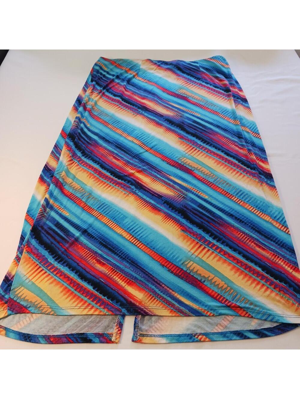 Donna Moore Women's Multicolor Rainbow Stretch Long Skirt Size 18/20